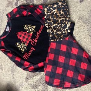 Christmas plaid outfit with bell bottoms
